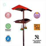 Comedouro Bebedouro Pássaros - Madeira Jardim